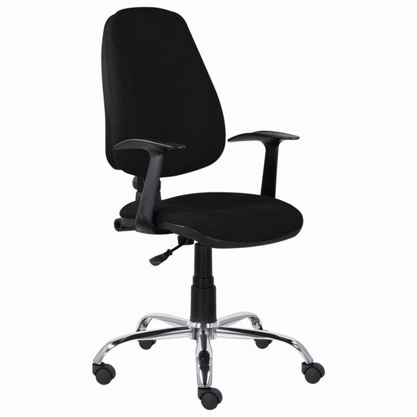 Стулья и кресла: Кресло Brabix Comfort MG-322 хром, регулируемая эргономичная спинка, ткань, черное [532558] фотографии